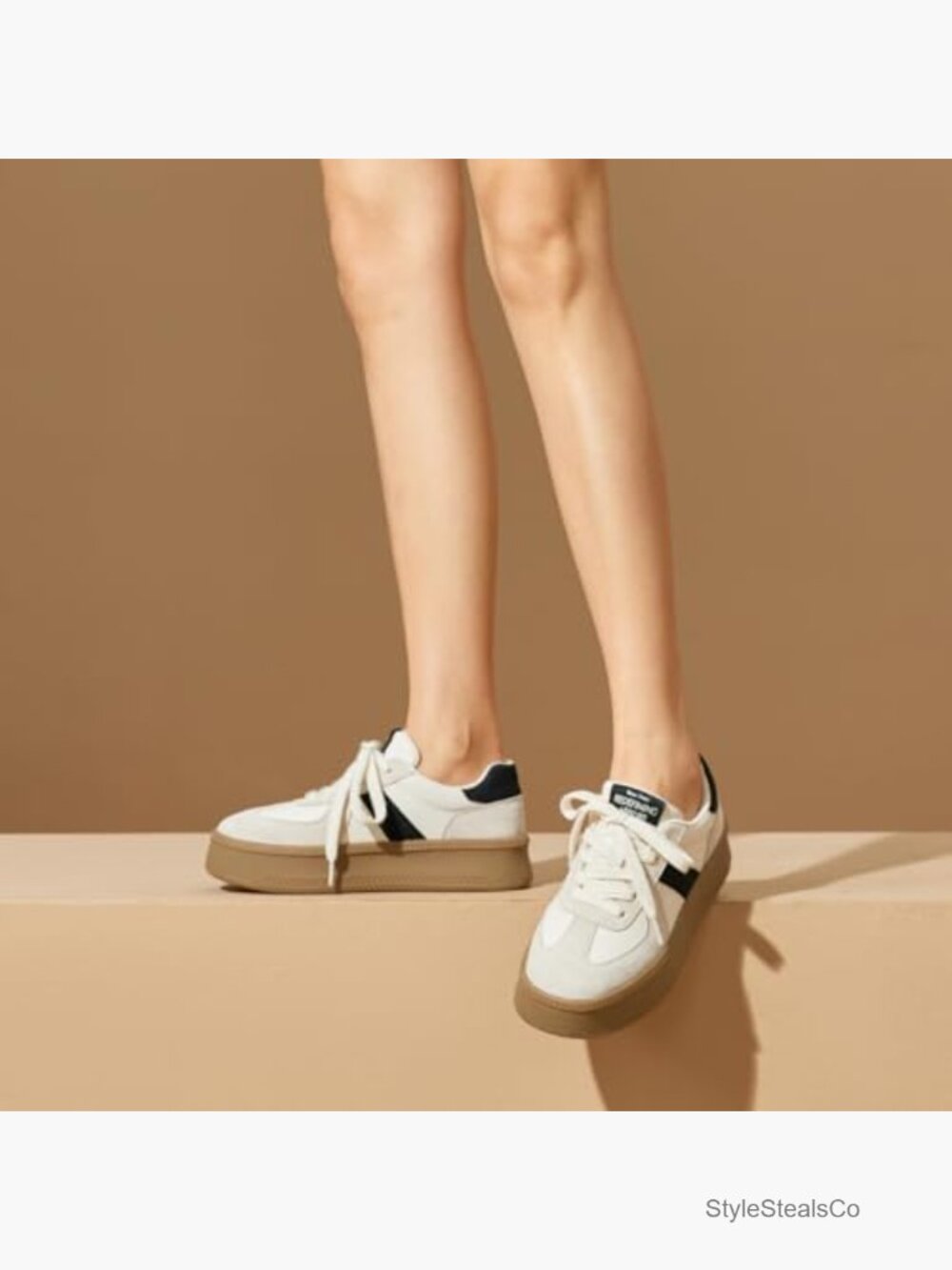 Platform Retro Sneakers, Fashion Lace Up Walking Tennis Shoes - Picture 3 of 7